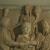 Lepcis Magna, Arch of Septimius Severus, Southwestern façade, Relief with Caracacalla, Geta, and Septimius Severus