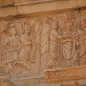 Lepcis Magna, Arch of Septimius Severus, Southwestern façade, Relief with Julia Domna, Caracacalla, Geta, and Septimius Severus