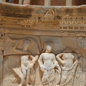 Sabratha, Theater, Stage, Relief, Scene 17: Venus, Minerva, Juno