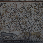 Heraclea Lyncestis, Large basilica, Narthex, Mosaic, Lion and bull