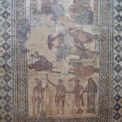 Mérida, Mosaic with gladiators and Greek inscription