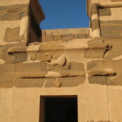 Meroe, Northern necropolis, Entrance of a pyramid with uraeus