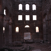 Mushabbaq,  Remains of Byzantine basilica church, decoration above entrance