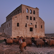 Mushabbaq,  Remains of Byzantine basilica church, south facade with entrance
