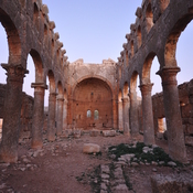 Mushabbaq,  Remains of Byzantine basilica church, column with capital
