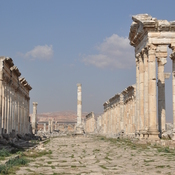 Apamea, Remains of the colonnaded street, temple front with tympanon