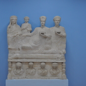 Palmyra, Funerary busts of father and son with Palmyrene inscription