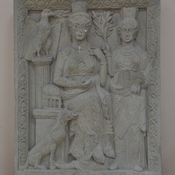 Aleppo, Relief showing a sitting and a standing women, with an eagle, a dog and a branche