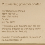 Mari, Statue of Puzur-Ishtar, a Babylonian govenor of Mari