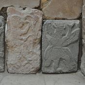 Tell Halaf, West palace south wall, orthostats with a bull, a lion and a human figure