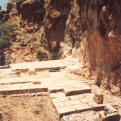 Panias cave and remains of the temple in front of the cave.