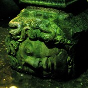 Medusa as a base of the column in Basilica Cistern