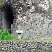 THE WATER TUNNEL ENTRANCE ON THE MOUNTAIN OPPOSITE THE LOUROS AQUEDUCT BRIDGE