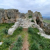 Rock cut stairs to temple area.