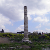 A single column of the Temple of Artemis constructed of dissociated fragments discovered on the site