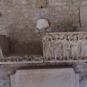 Roman sarcophagus within the cloister of the Notre-Dame-de-Nazareth, Vaison-la Romaine