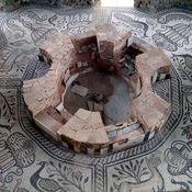 The mosaic floor in the episcopal basilica's baptistery