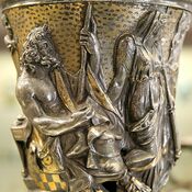 Silver jug made in Italy, with votive inscription from Q. Domitius Tutus to Mercury (mid-1st century CE)