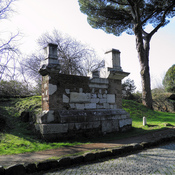 The reconstructed tomb of Tiberio Claudio Secondino, Via Appia