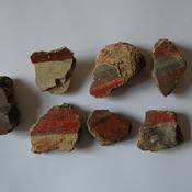 Fragments of colour plasters from the III phase (Stupava)