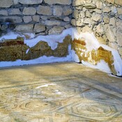 Reception Hall - corner - painted wall and floor mosaic.