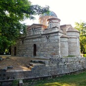 Tegea.Oon the theater's ruins stands an Orthodox church.