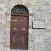 Ancient map of Jerusalem behind the door.