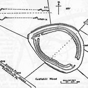Map of earthworks at Maesbury Camp, Somerset