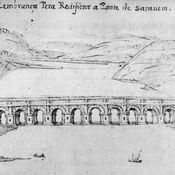 Depiction of Sacavém roman bridge