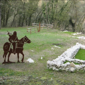 warrior silhouette in ruins of Castrum di Sant' Andrea di Loppio