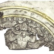 Part of a flat silver plate showing Venus rising from the waves.